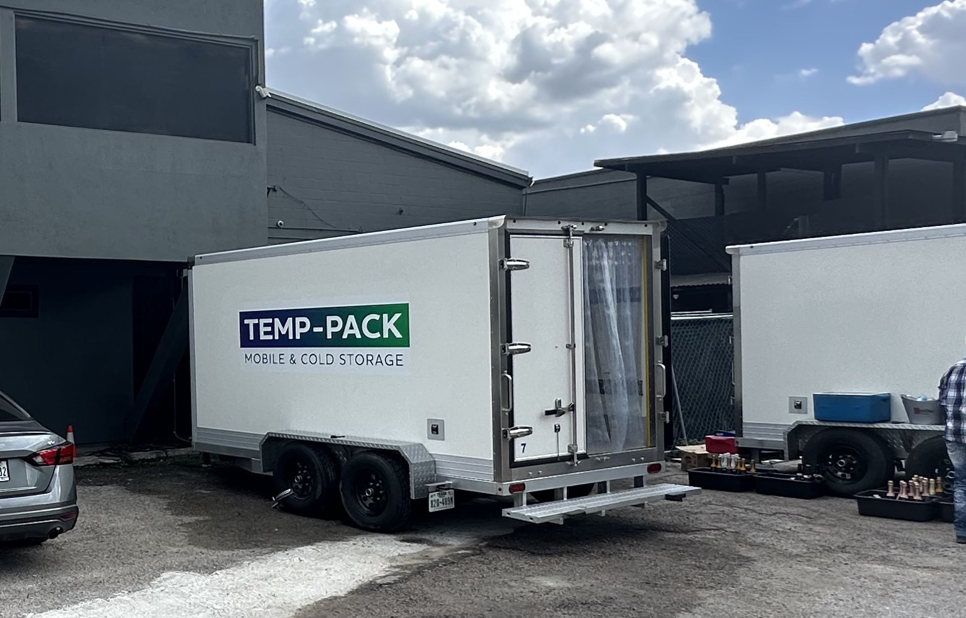 TEMP-PACK refrigerated trailer with its rear door open